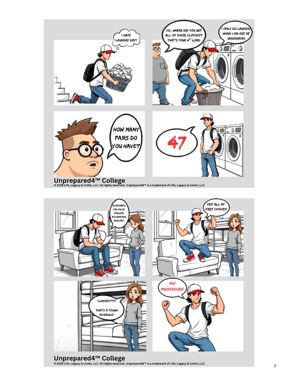 Unprepared4 College Year One interior page 3 featuring strips 5 and 6